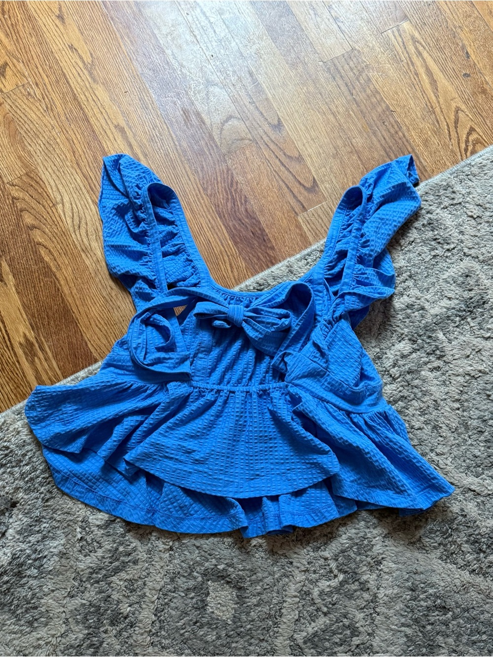 Maeve Blue Ruffle  Women's Top from Anthropologie sz: XL - Picture 3 of 3